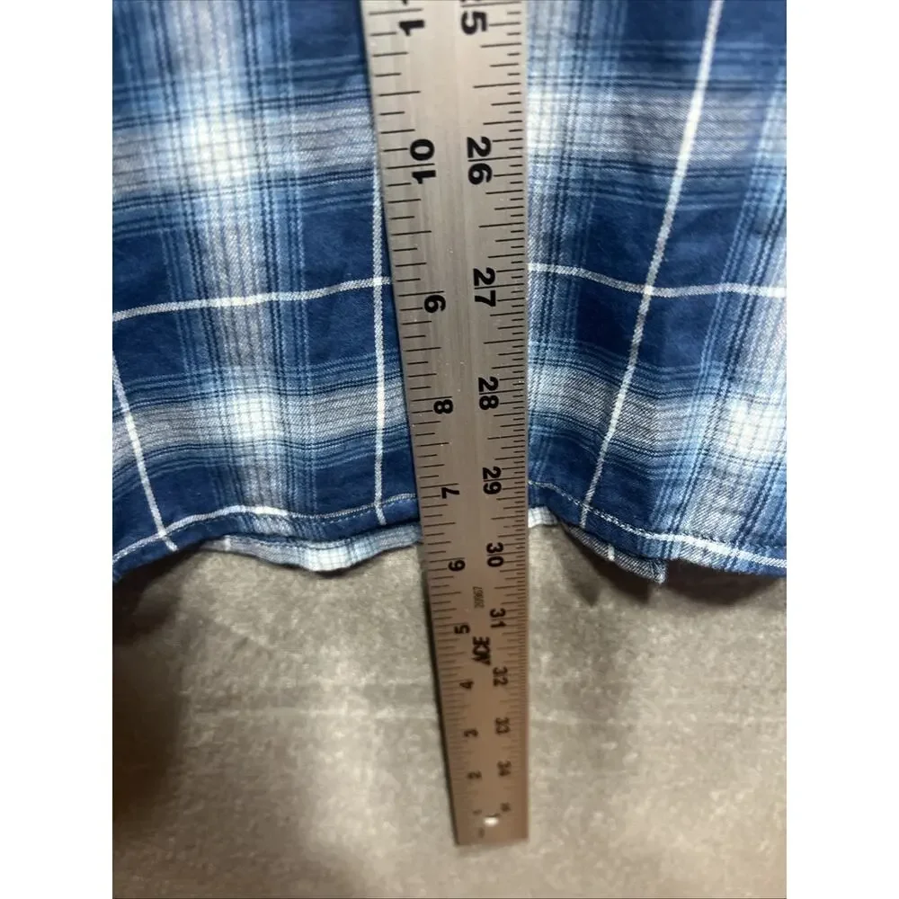 Lauren Ralph Lauren Black Label Plaid Cotton Twill Shirt Blue Womens Size 2X - Picture 14 of 14